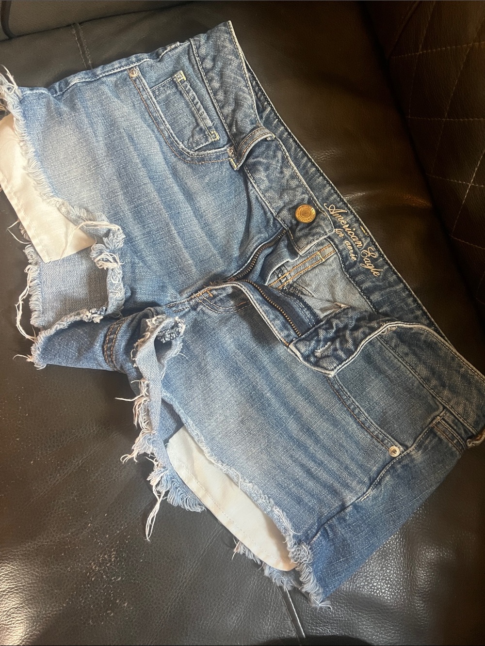 American Eagle Outfitters Distressed Light Blue Denim Jean Shorts